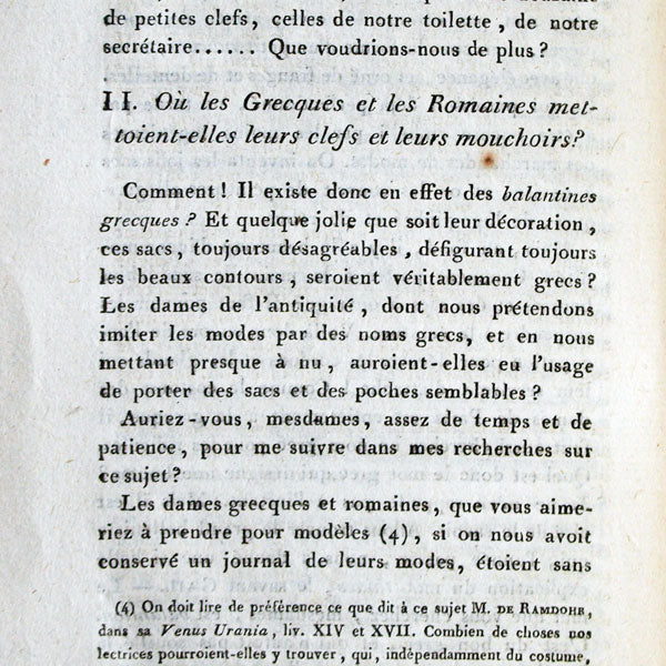 Sur les sacs appelés ridicules et sur les poches, dissertation de M. Boettiger (1801)
