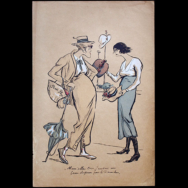 Coco Chanel, caricature de SEM pour Le Grand Monde à l’envers (1919)
