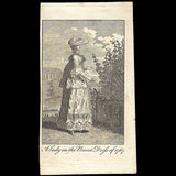 A Lady in the newest dress of 1767, gravure du Ladies Own Memorandum Book (1767)