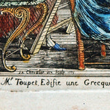 M. Toupet édifie une Grecque à la Monte-au Ciel, gravure de Jean-Alexandre Chevalier (1771)