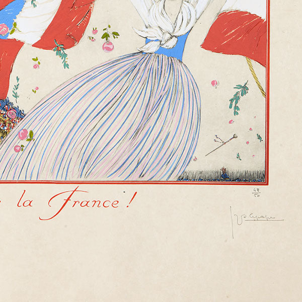 Georges Lepape - Vive la France ! Pochoir sur japon (1917)