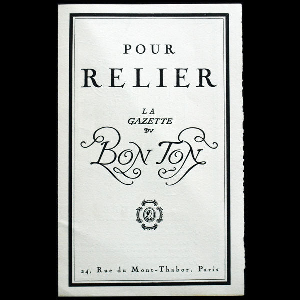 Gazette du Bon Ton, Pour relier la Gazette du Bon Ton (1920)