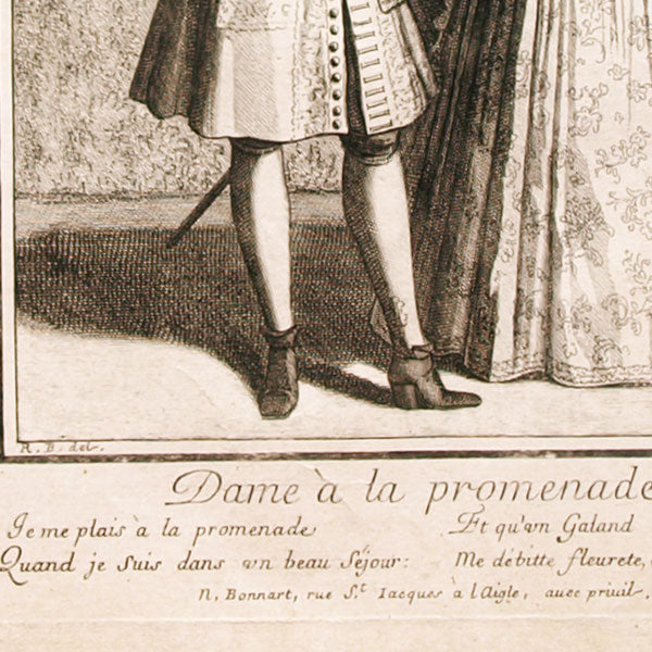 Dame à la promenade, gravure d'après Robert Bonnart (circa 1692-1710)