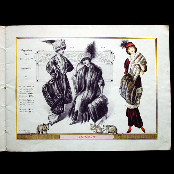 Carnet d'artiste, La Femme et les Fourrures, catalogue des magasins Pygmalion (1912)