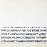 Balenciaga, invitation au défilé de présentation de la collection Eté 1960, 17 mars 1960
