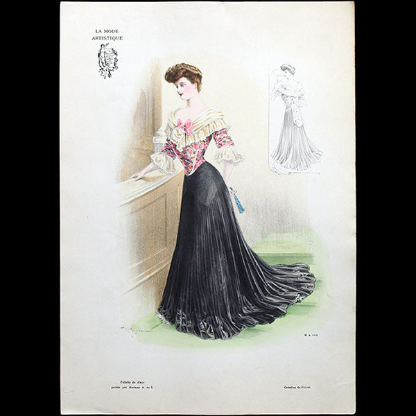 Paul Poiret - Toilette de dîner, gravure de La Mode Artistique par P. Holden (1905)