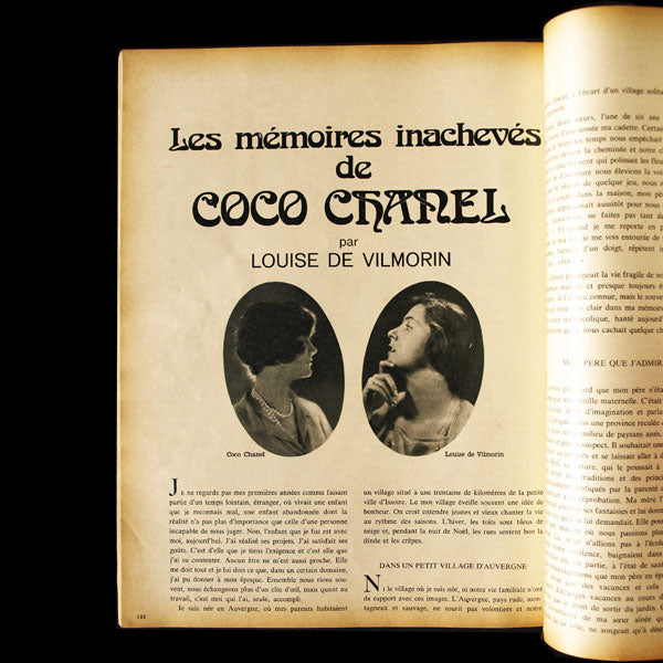 Jours de France, 16 novembre 1971 : « Mémoires inachevées de Coco Chanel » par Louise de Villmorin