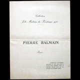 Balmain, programme de défilé, Collection Jolie Madame du Printemps 1955