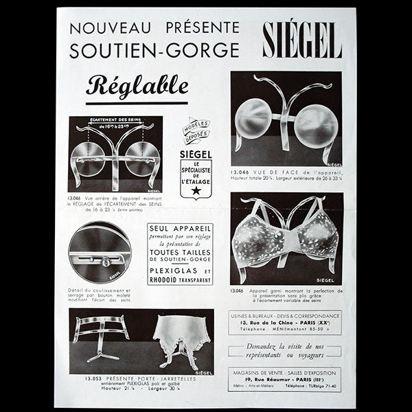 Siégel - Réunion de 16 feuilles de présentation sur les présentoirs Siégel (circa 1930)