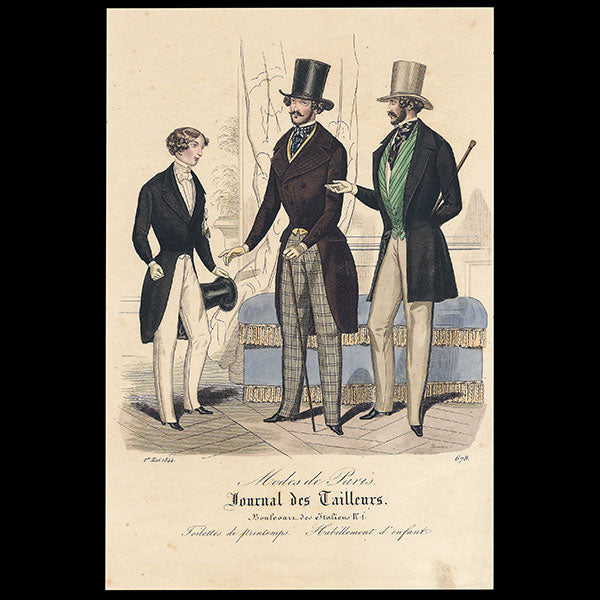 Modes de Paris, Journal des Tailleurs, gravures de mode masculine (1844)
