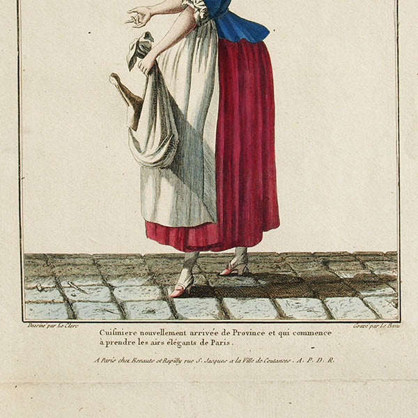 Gallerie des Modes et Costumes Français, gravure n° H 47, Cuisinière nouvellement arrivée de province (1778)