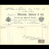 Facture du tailleur Marston, Burrow & co, 21 avenue de l'opéra à Paris (1893)