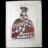 Gallerie des Modes et Costumes Français, 1778-1787, gravure n° rrr 373, Grande Robe de cérémonie pour le Gala par Saint-Aubin (1787)