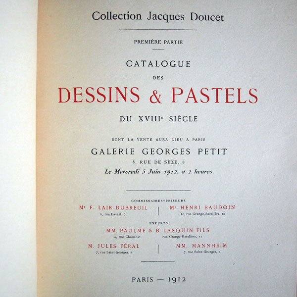 Doucet - Catalogue de la vente de la collection de Jacques Doucet (1912)