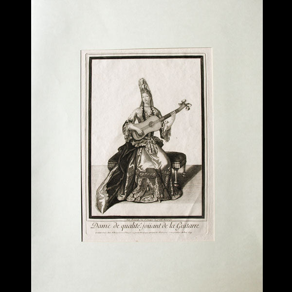 Trouvain - Dame de qualité jouant de la guitare (1694)