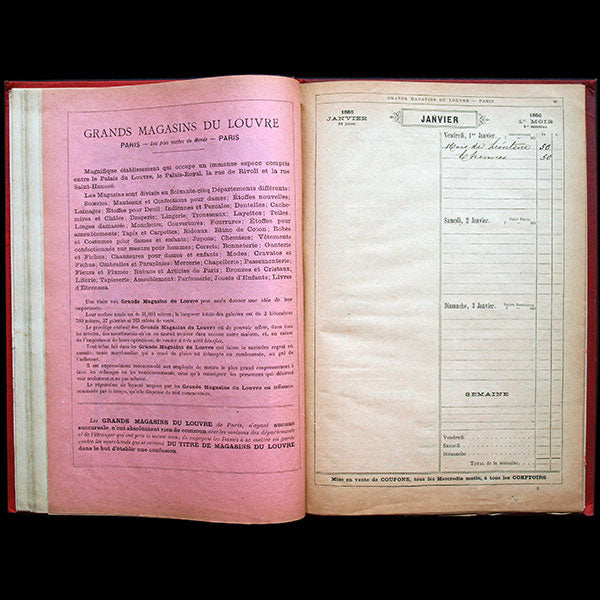 Grands Magasins du Louvre - Agenda pour 1886