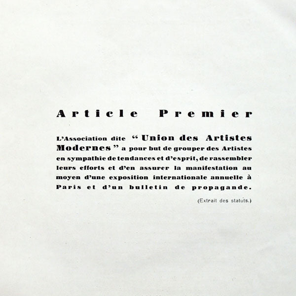 Union des Artistes Modernes (UAM), premier bulletin (juillet 1929)