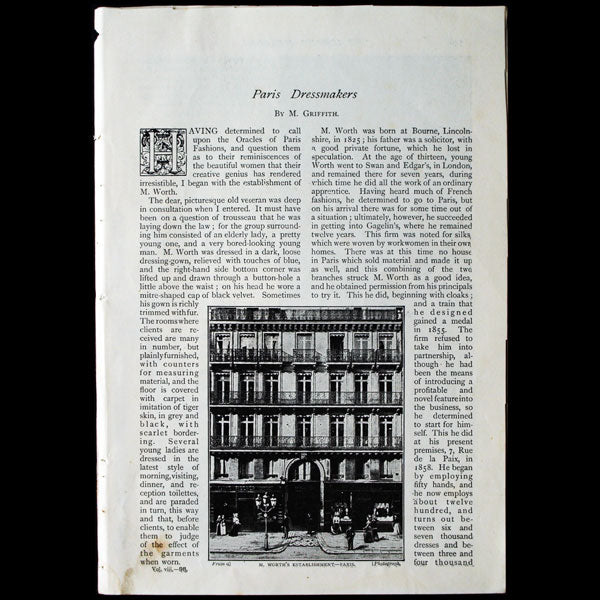Paris Dressmakers (Worth / Félix), article de M. Griffith pour Strand Magazine (1894)