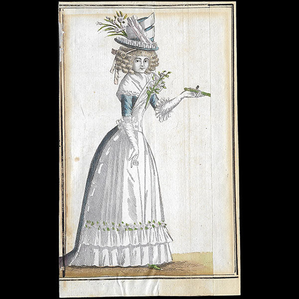 Magasin des Modes Nouvelles Françaises et Anglaises, planche 2, 22ème cahier - Jupon orné de roses (1789)