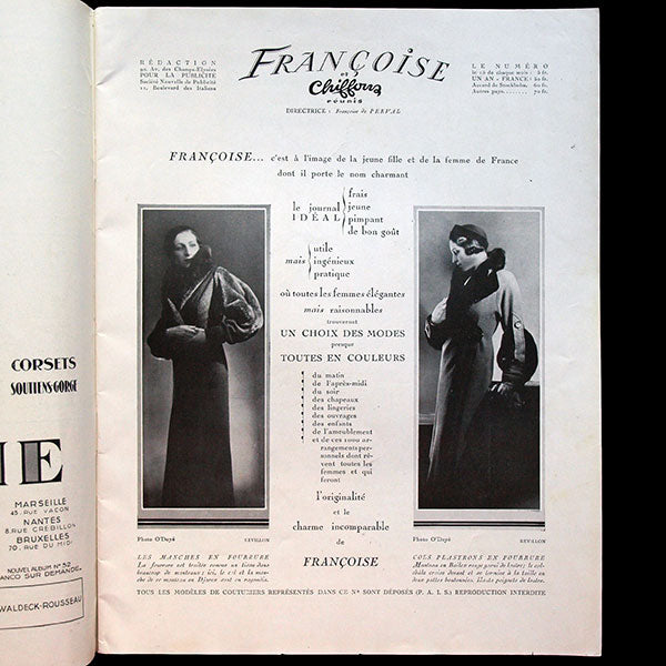 Françoise ou les modes en couleurs - Françoise et Chiffons réunis, 15 octobre 1932