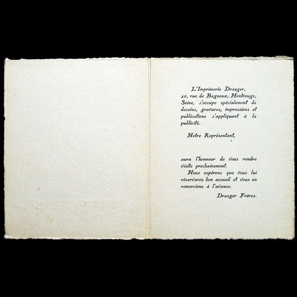 Un catalogue imprimé par Draeger frères sera pour vous Monsieur un merveilleux ambassadeur par Georges Lepape (1924)