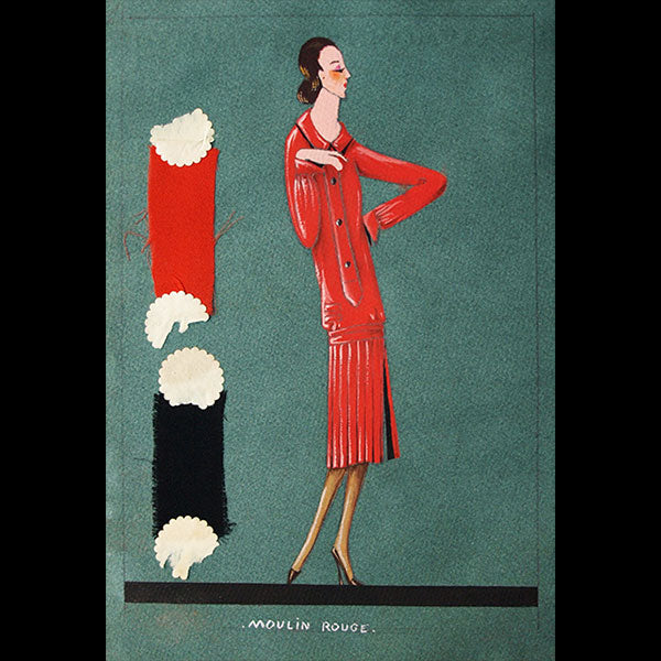 Jeanne Lanvin - Dessin de l'ensemble Moulin Rouge (1925)