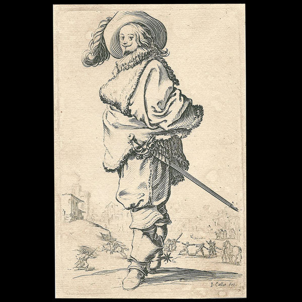 Jacques Callot - Figure masculine de La Noblesse Lorraine (1624), épreuve du XVIIIème siècle