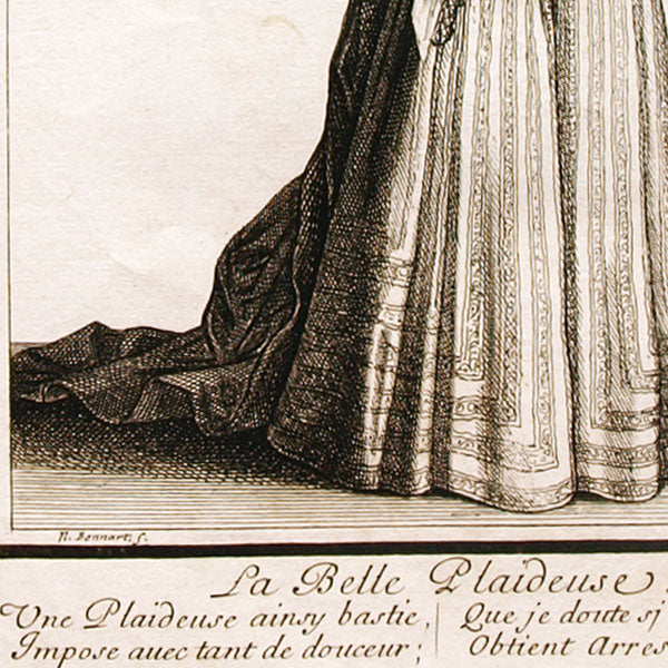 La Belle Plaideuse, gravure de Bonnart (circa 1680-1690)