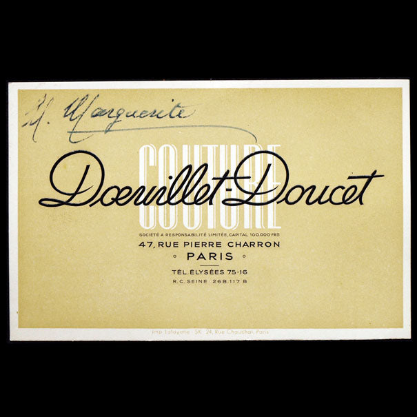 Doeuillet Doucet Couture, 47 rue Pierre Charron (circa 1930)