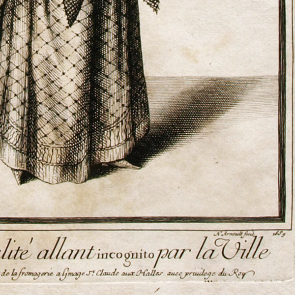 Femme de qualité allant incognito par la Ville, gravure d'Arnoult (1689)
