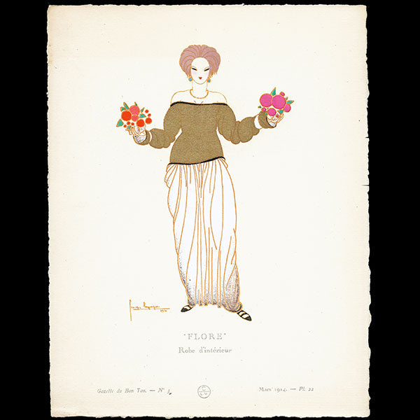 Gazette du Bon Ton - Flore, robe d'intérieur, planche de Georges Lepape (n°3, 1914)