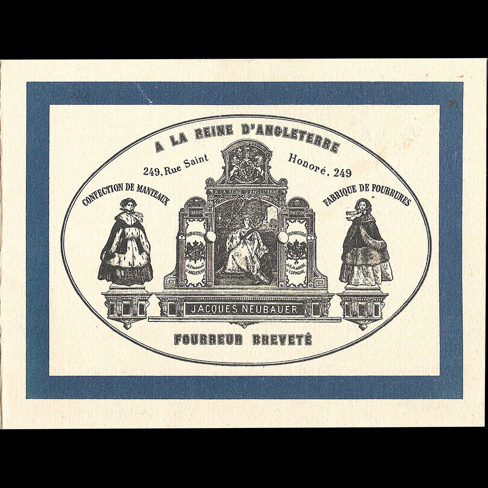 A la reine d'Angleterre - Carte de la maison de fourrures (circa 1924)