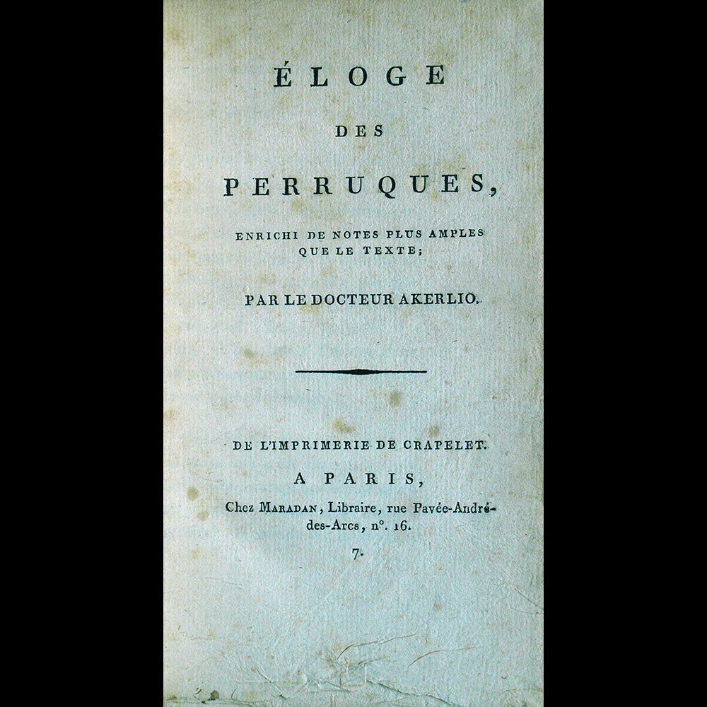 Akerlio - Eloge des Perruques (1799)