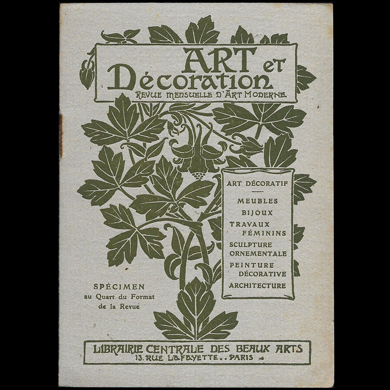 Art et décoration - Specimen au quart du format (1912)