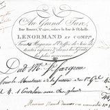 Au Grand Turc - Facture du magasin d'étoffes de soie, rue Honoré à Paris (1802)