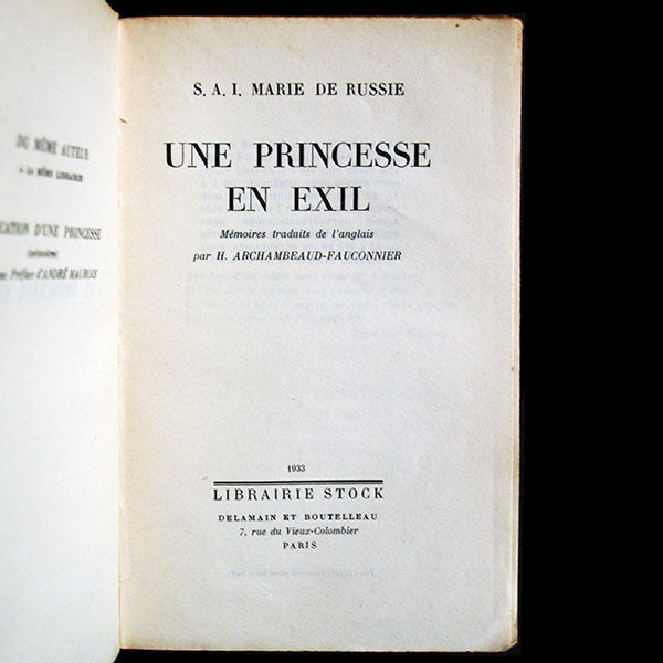 Kitmir - Une Princesse en Exil, mémoires de la Grande Duchesse de Russie (1933)