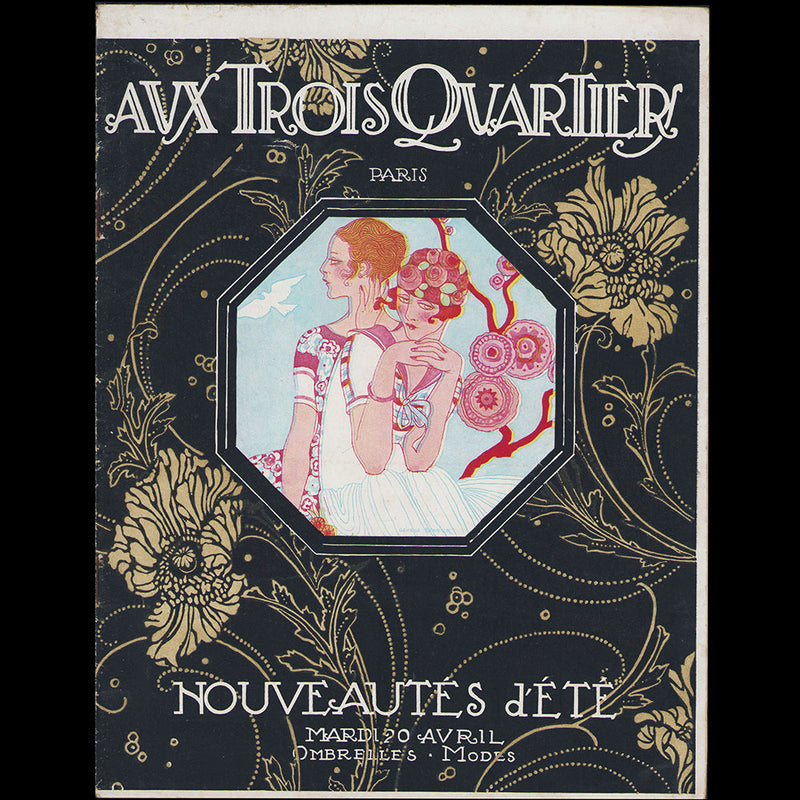 Aux Trois Quartiers - Nouveautés d'été, couverture de George Barbier (1921)