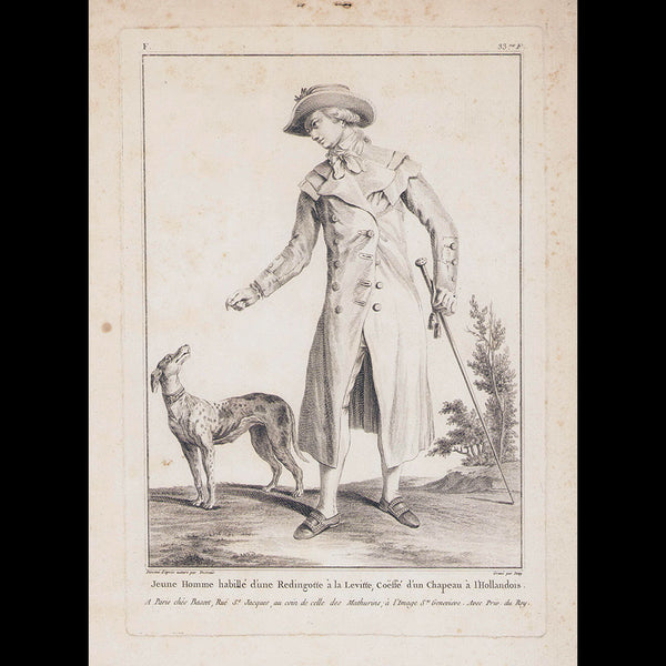 Basset - Jeune Homme habillé d'une Redingotte, 6ème cahier de la Collection d'habillements modernes et galants (1779)