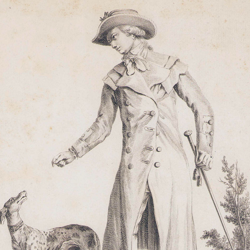 Basset - Jeune Homme habillé d'une Redingotte, 6ème cahier de la Collection d'habillements modernes et galants (1779)
