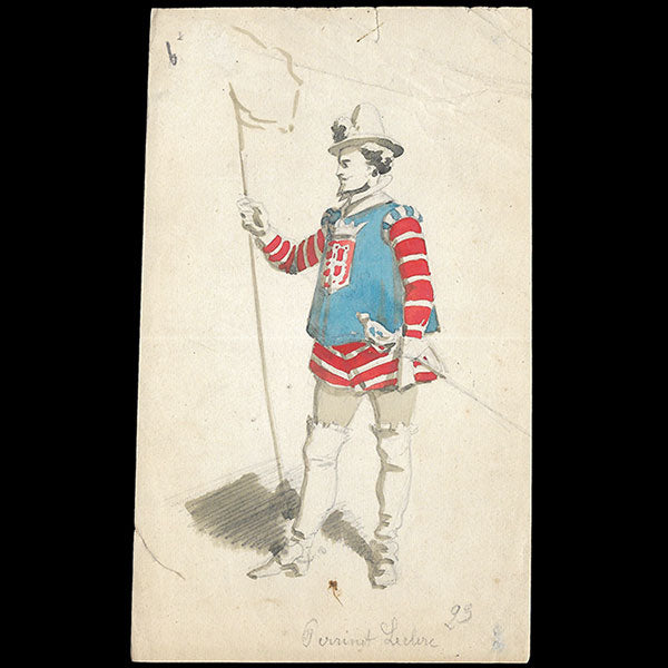 Jules Marre - Ensemble de 15 maquettes de costumes pour Perrinet Leclerc au Chatelet (1875)