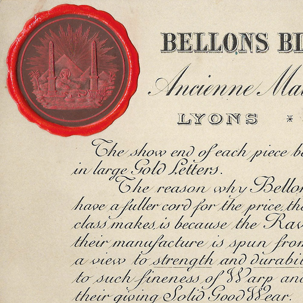 Bellons Black Silks - Carte de la maison de soie (circa 1890-1900)