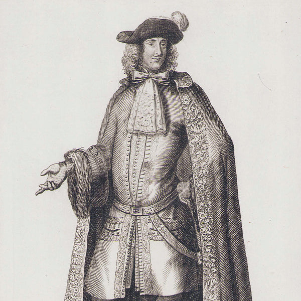 Homme de qualité en manteau, gravure de Nicolas Bonnart (circa 1685-1690)