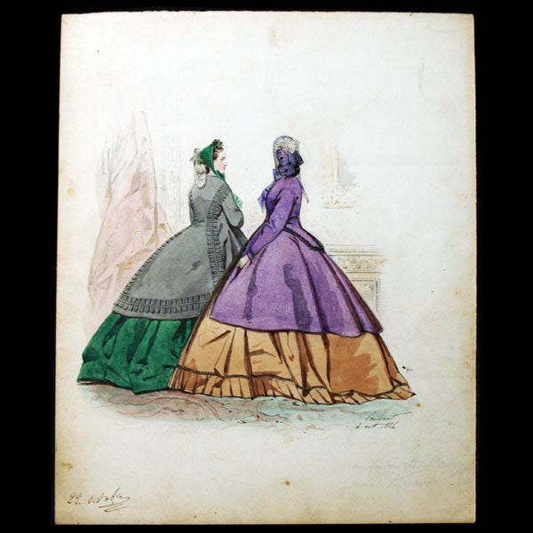 Dessin d'Hippolyte Pauquet pour le Petit Courrier des Dames (1864)