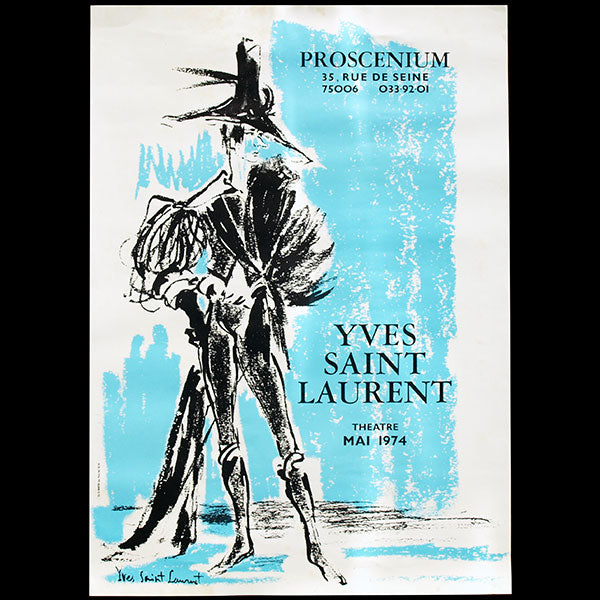 Yves Saint-Laurent et le Théâtre - affiche de l'exposition de la galerie Proscenium (1974)