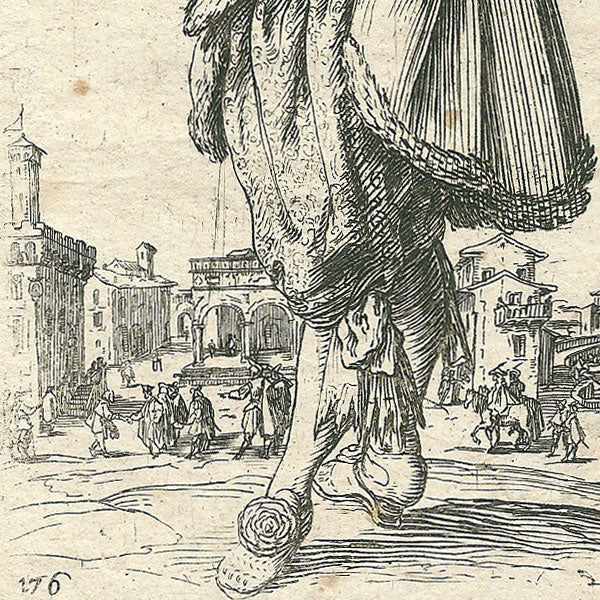 Jacques Callot - Le Gentilhomme aux mains jointes, figure masculine de La Noblesse Lorraine, copie inversée du XVIIème siècle