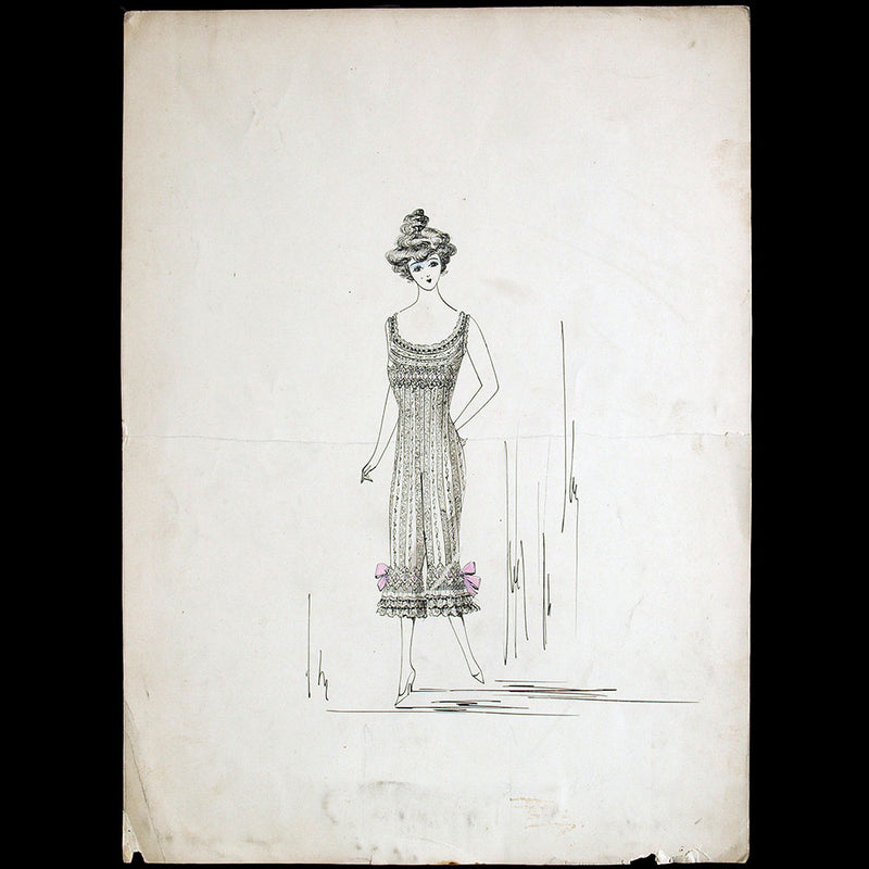 Calvayrac - Dessin d'une combinaison pantalon cache-corset (1898)