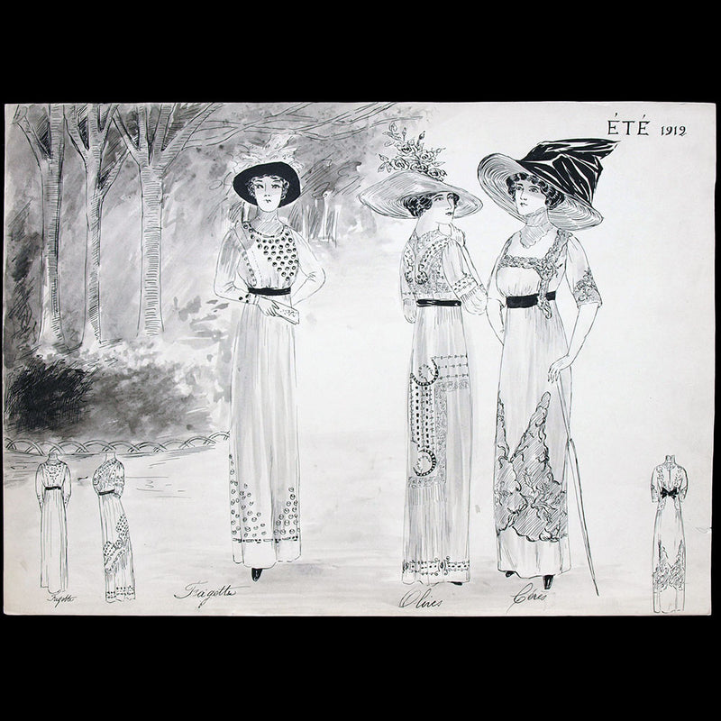 Calvayrac - Réunion de trois dessins pour l'été 1912