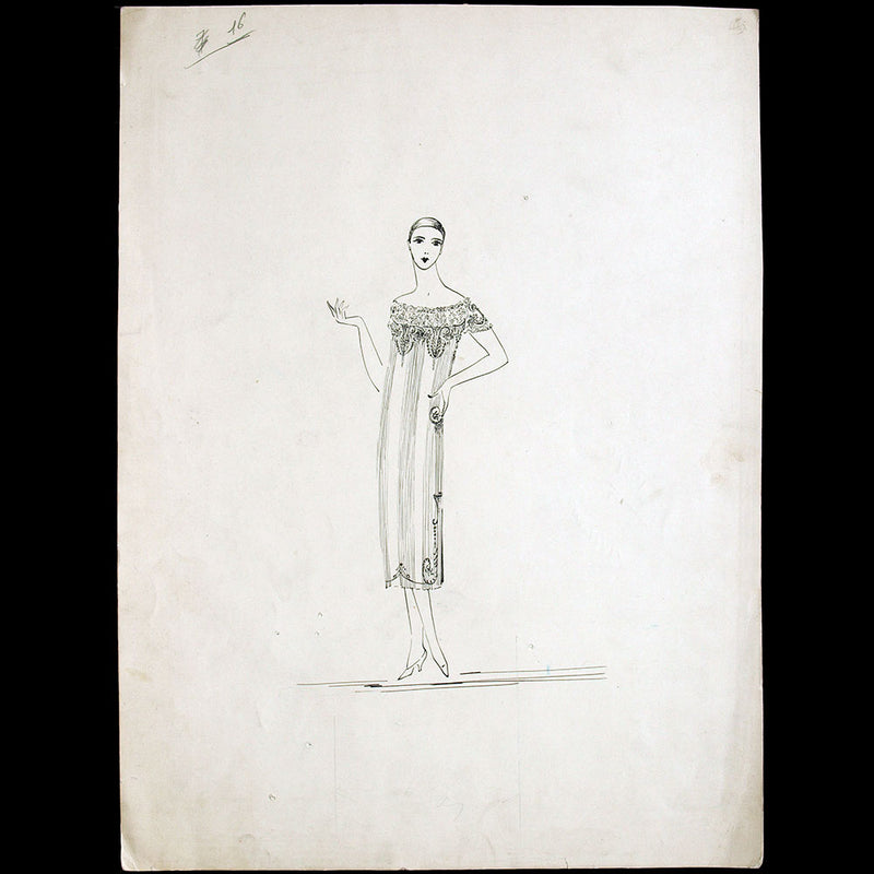 Calvayrac - Dessin d'une chemise de nuit présentée à l'Exposition des Arts Décoratifs Modernes (1925)