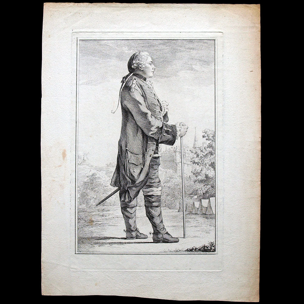Carmontelle - Le Comte Dunois, gravure de Fessard (1757)