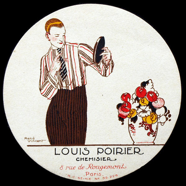 Louis Poirier, chemisier, 8 rue de Rougemont à Paris, pochoir publicitaire (circa 1925)
